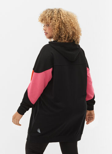 Kjole med colorblock og lommer, Black, Model image number 1