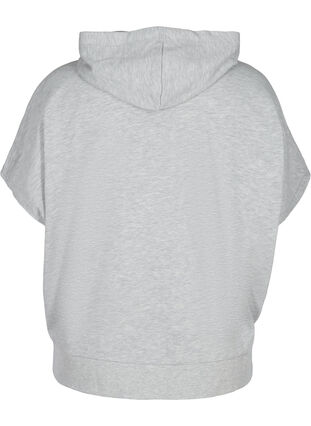 Kortermet hettegenser med glidelås, Light Grey Melange, Packshot image number 1
