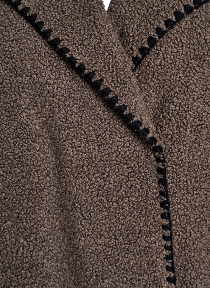 Teddyjakke med kontrastdetaljer, Brun, Packshot image number 2