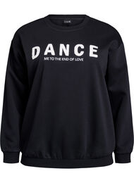 Genser med frott&eacute;tekst, Svart