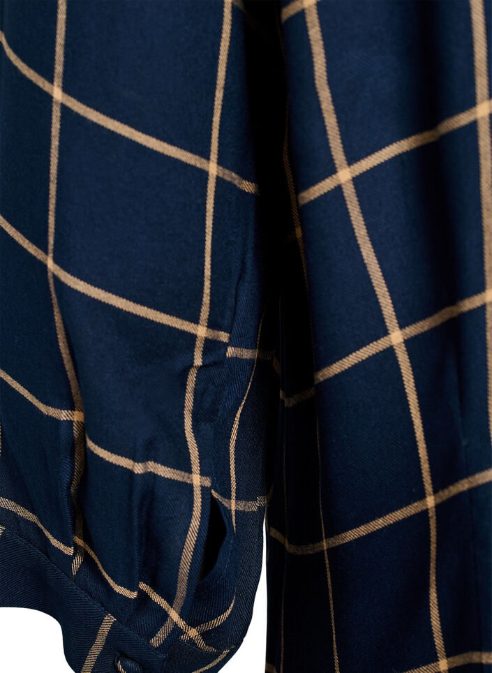 Lang rutete skjortekjole, Blue Beige Check, Packshot