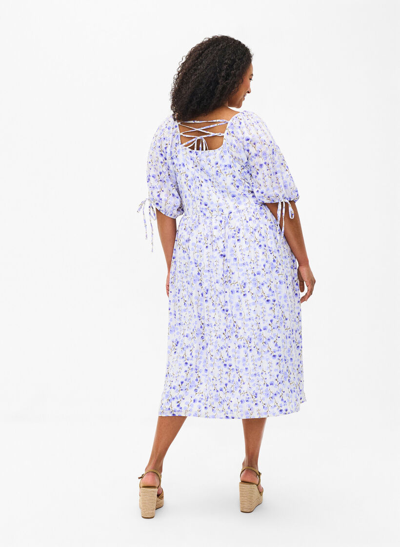 Sommerkjole med blomstertrykk og blondedetaljer, Sand Verbena AOP, Model image number 1