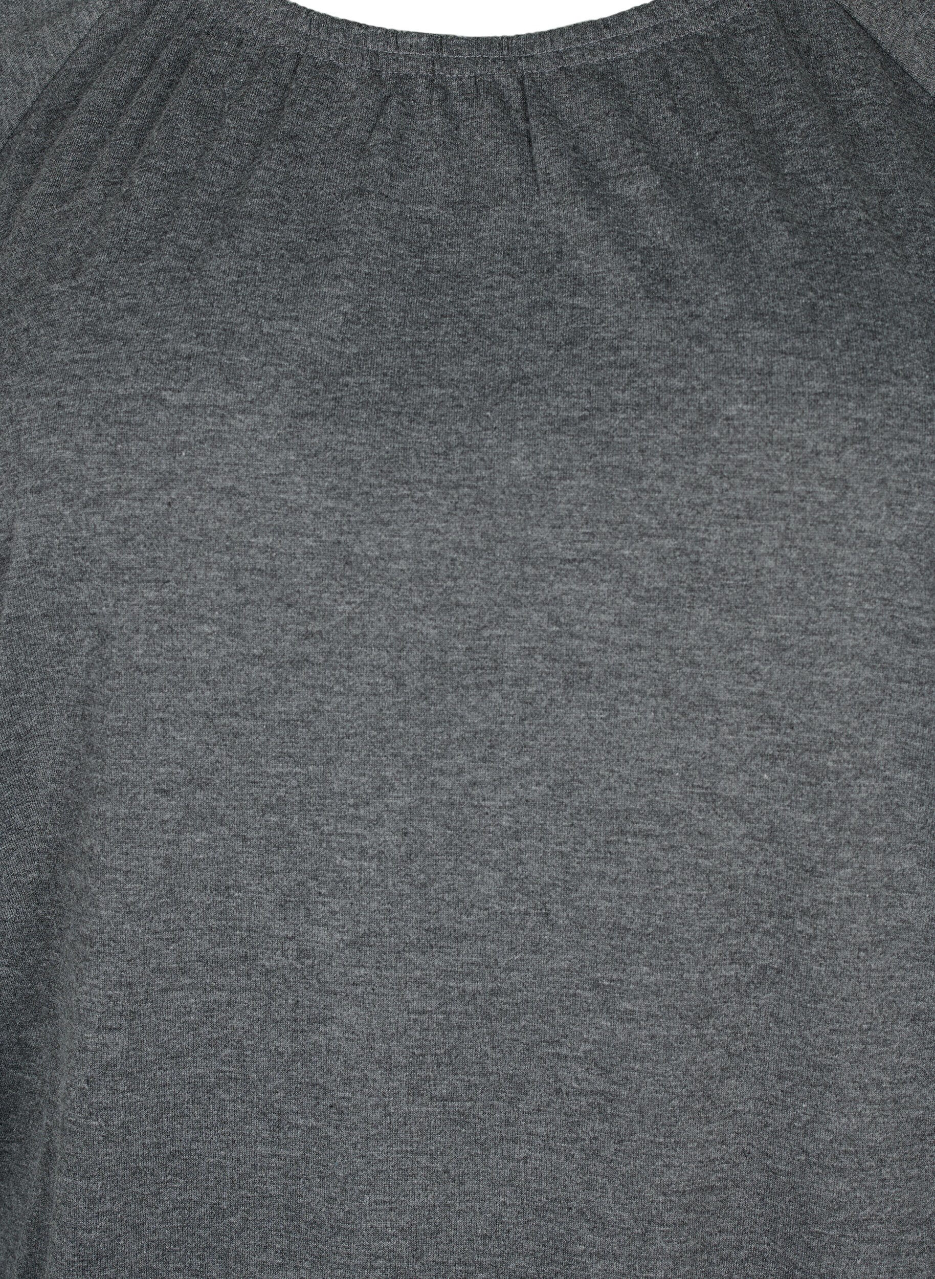 Zizzi Stripete bluse med 3/4 ermer, Dark Grey Melange, Packshot image number 2
