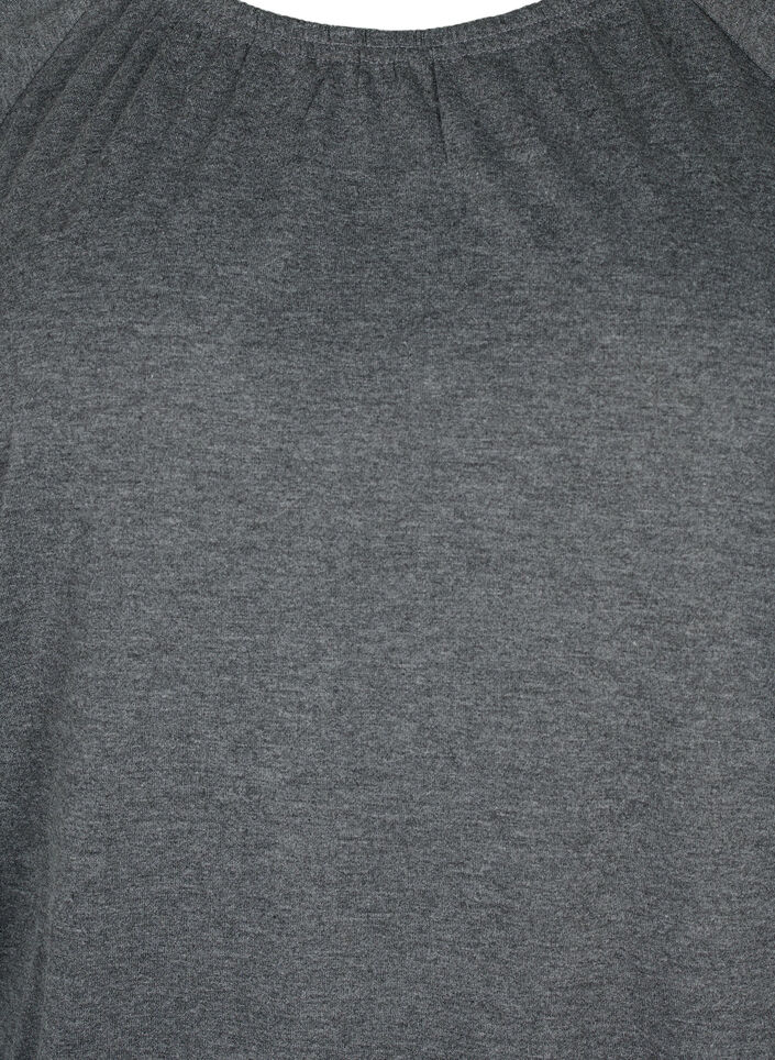 Stripete bluse med 3/4 ermer, Dark Grey Melange, Packshot image number 2