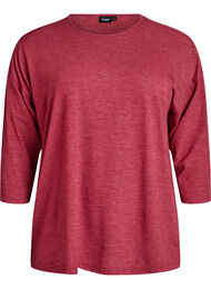 Jersey bluse med 3/4 ermer, R&oslash;d