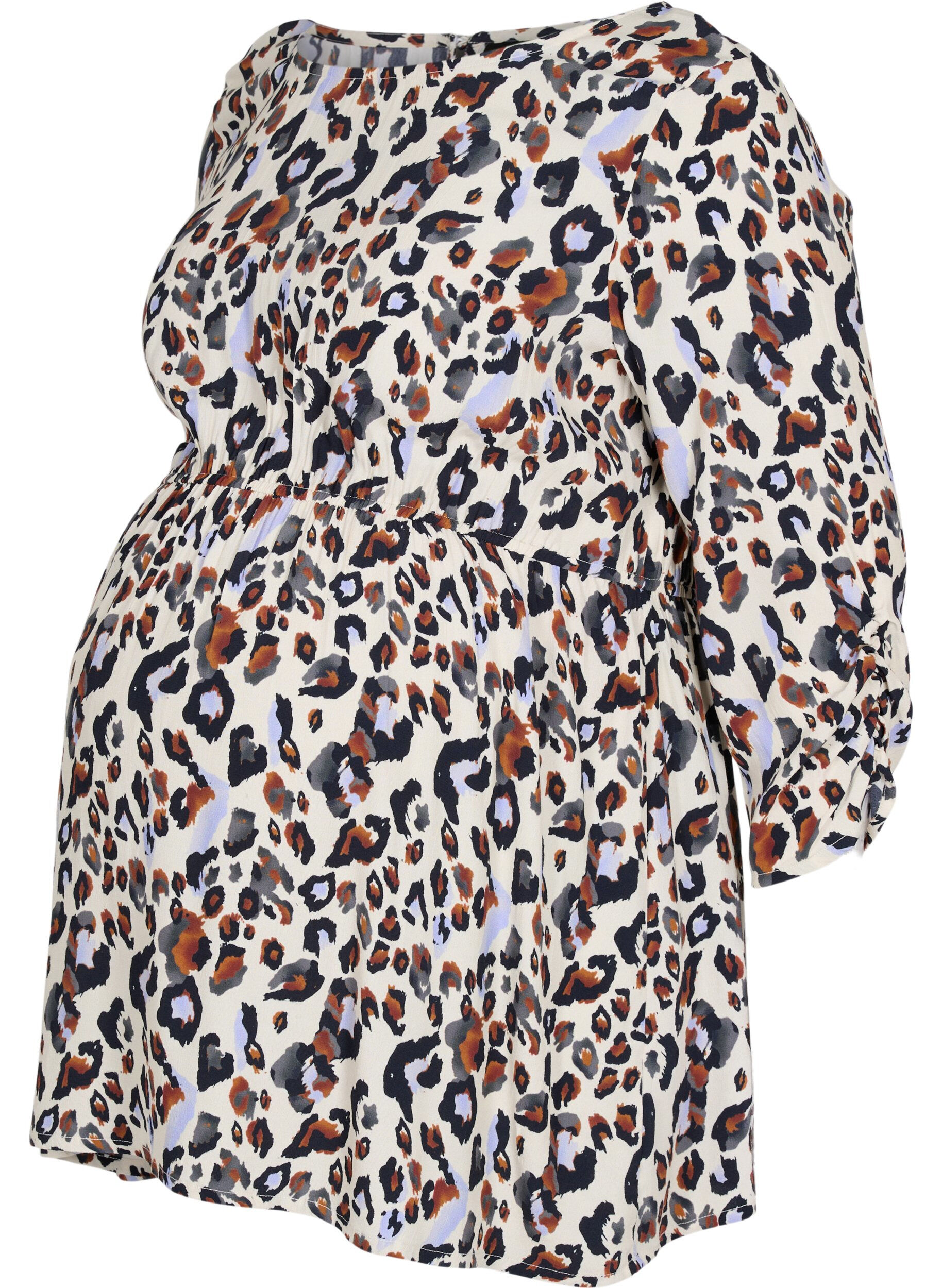 Zizzi Viskosebluse til gravide , White Leo Print , Packshot image number 0