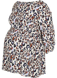 Viskosebluse til gravide , White Leo Print 