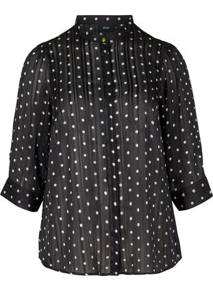 Mønstrete skjorte med 3/4-ermer, Black Dot, Packshot image number 0