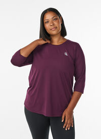 Treningsbluse med 3/4-ermer, Lilla Treningsbluse med 3/4-ermer, Lilla, Model