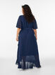 Chiffon maxikjole med V-hals og rysjekant, Bl&aring;, Model image number 1