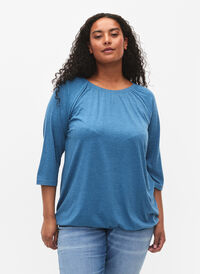 Stripet bluse med 3/4 ermer, Legion Blue Mel., Model