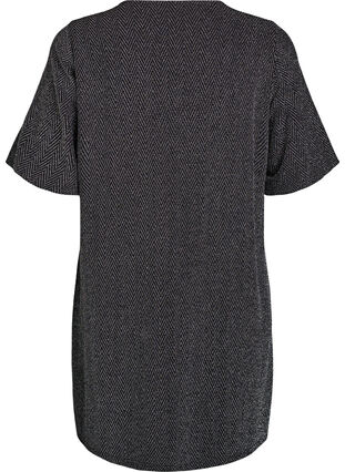 Zizzi Kort kjole med glittermønster, Svart, Packshot image number 1