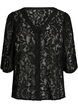Kortermet bluse med blonder og V-hals, Svart, Packshot image number 0