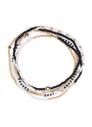 5 stk. perlearmbånd, Black/Gold Mix