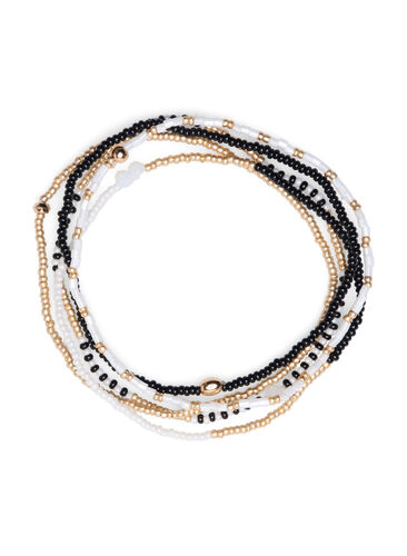 5 stk. perlearmbånd, Black/Gold Mix, Packshot image number 0