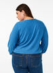 Bluse med tekstur og 3/4 ermer, Bl&aring;, Model image number 2
