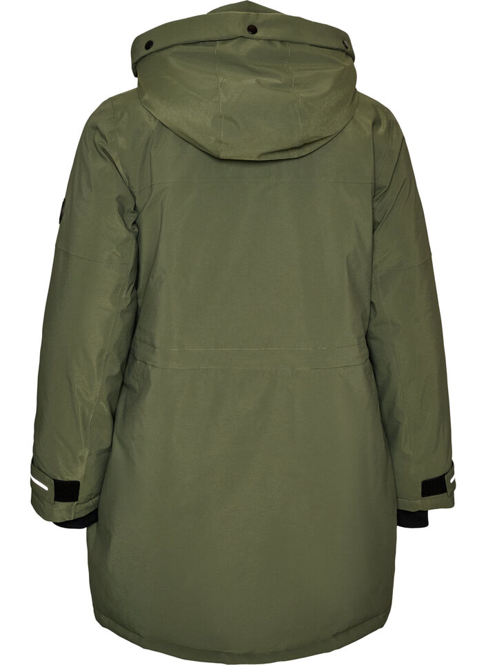 Vannavst&oslash;tende parkas med hette og funksjonelle detaljer, Gr&oslash;nn, Packshot image number 1