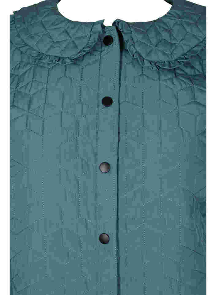 Quiltet jakke med krage og volangkant, Sagebrush Green, Packshot image number 2