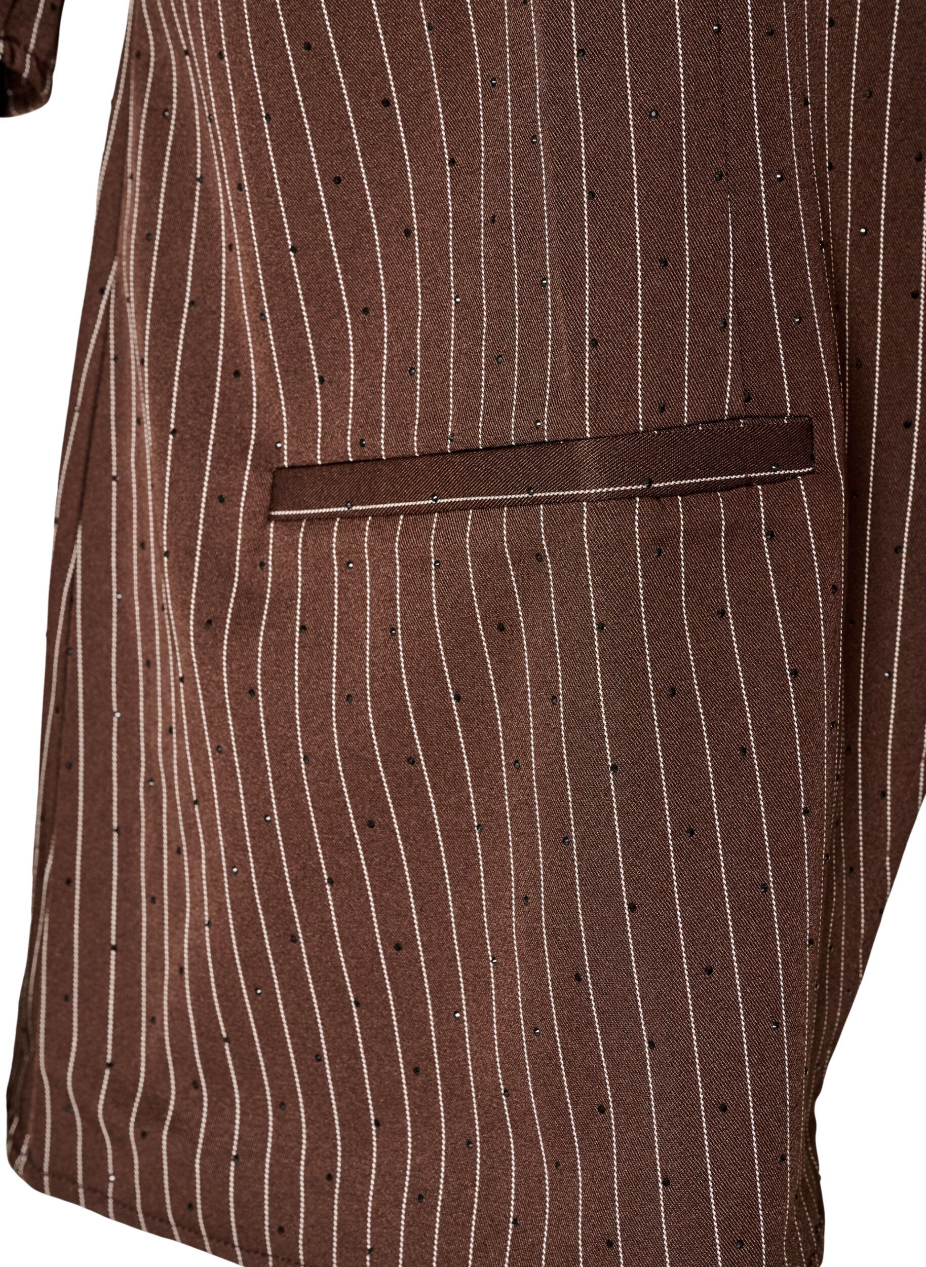 ZizziN&aring;lestripet bluse med rhinsteiner og knapper, Brun, Packshot image number 3