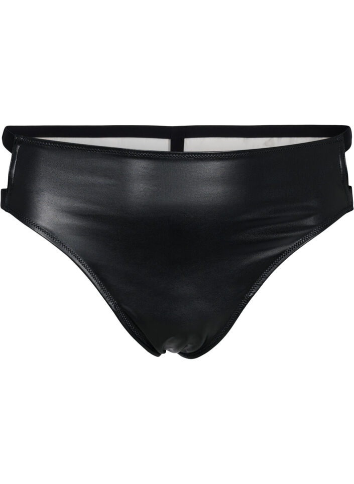 Coated g-streng med string, Black, Packshot image number 0