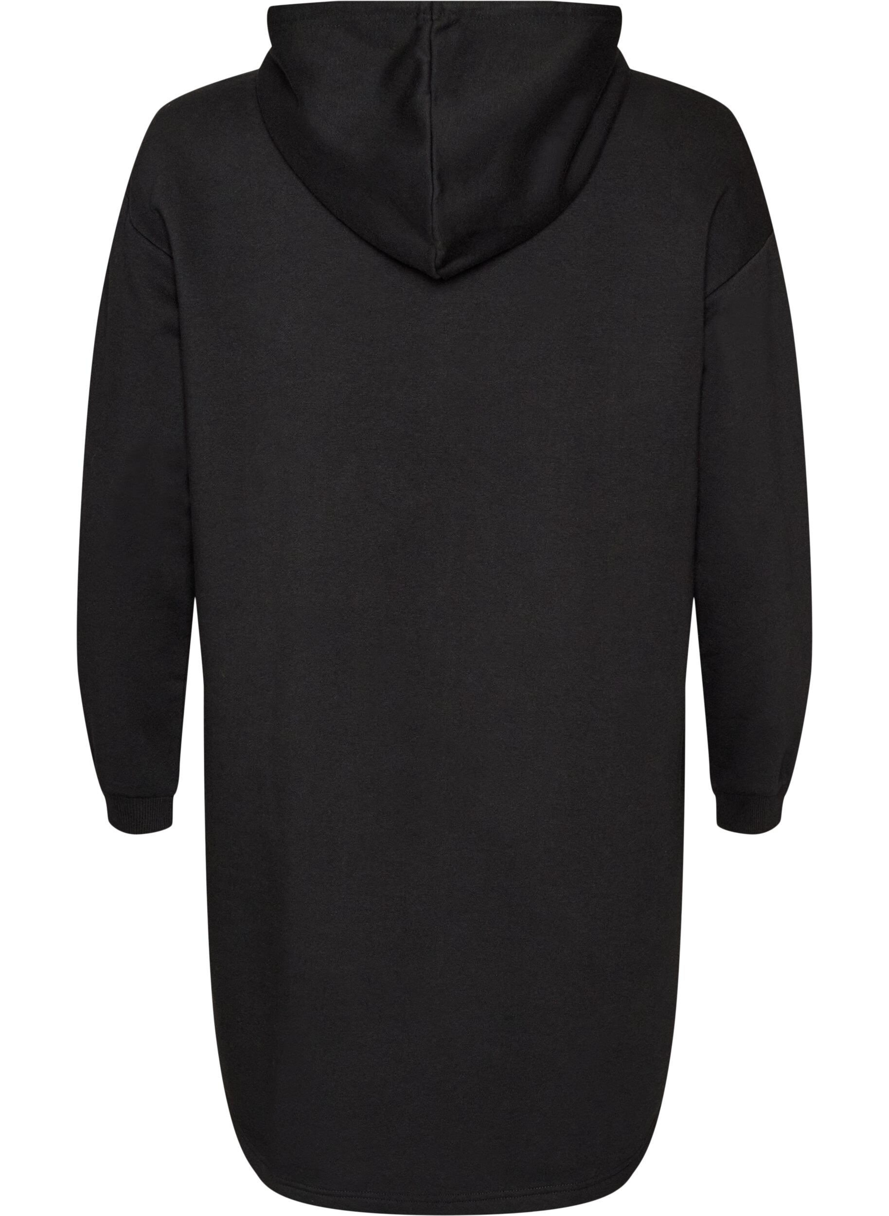 ZizziLang hettegenser-cardigan med glidel&aring;s, Svart, Packshot image number 1