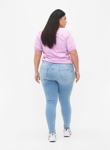 Amy jeans med høyt liv og super slim fit, Light blue, Model image number 1