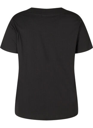 T-skjorte med en bred ribbekant ved halsen, Black, Packshot image number 1