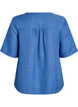 Skjortebluse med V-hals eog korte ermer, Bl&aring;, Packshot image number 1