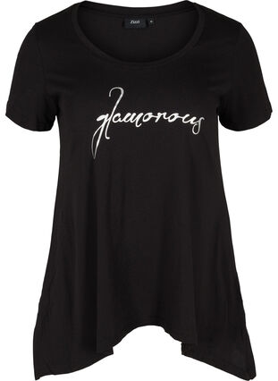 T-skjorte i bomull med A-form, Black GLAMOROUS, Packshot image number 0