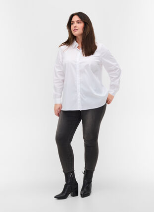 Klassisk skjorte med krage og knapper, Bright White, Model image number 2
