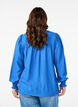Viskosebluse med smock og rynkede detaljer, Bl&aring;, Model image number 2