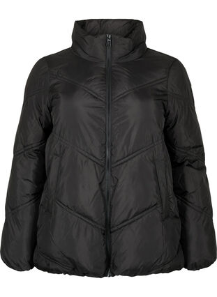 Zizzi Kort Puffer-vinterjakke med lommer, Black, Packshot image number 0