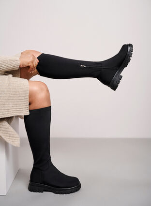 Zizzi Wide fit - Høy støvlett med stretch, Black, Image image number 1