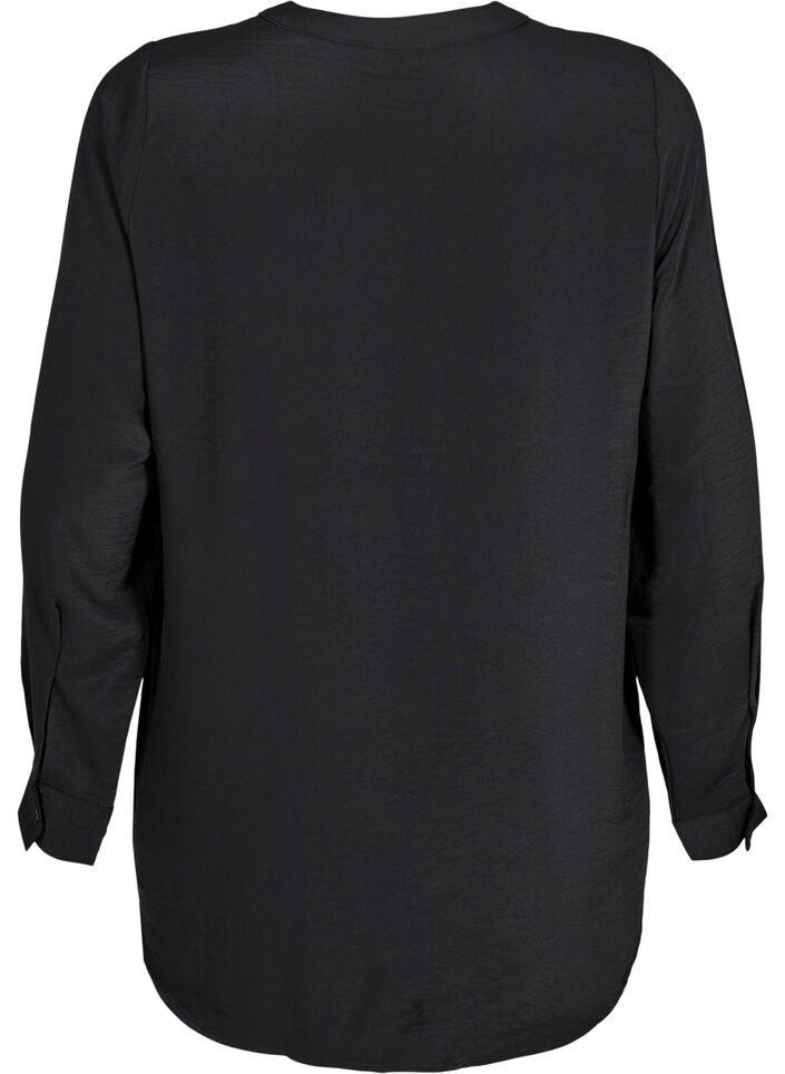 FLASH - Skjortebluse med lange ermer, Svart, Packshot image number 1