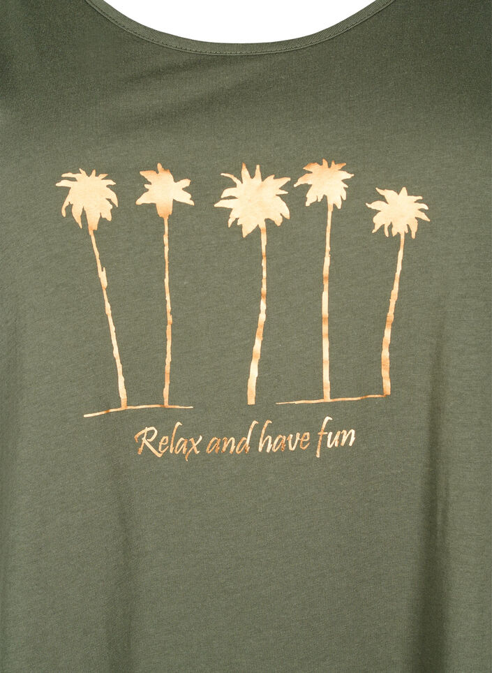 Ermeløs kjole i bomull med A-form, Thyme W. Palm trees, Packshot image number 2