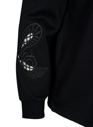 Zizzi Genser med broderte utskjæringer, Black, Packshot image number 3