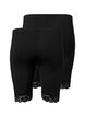 Sykkelshorts med blondekant, 2 stk., Black / Black, Packshot image number 1
