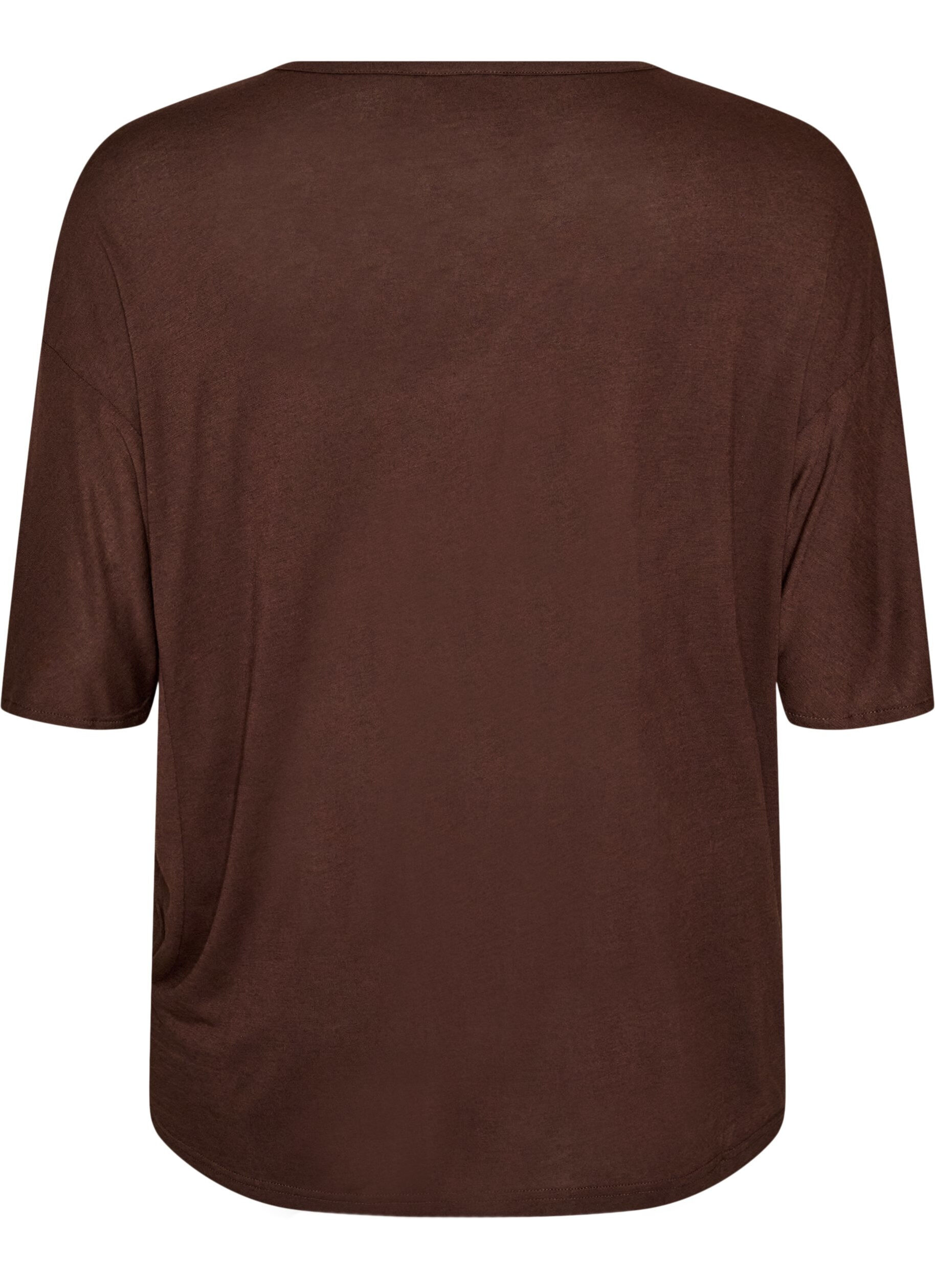 ZizziLoose fit T-skjorte i viskose jersey, Brun, Packshot image number 1