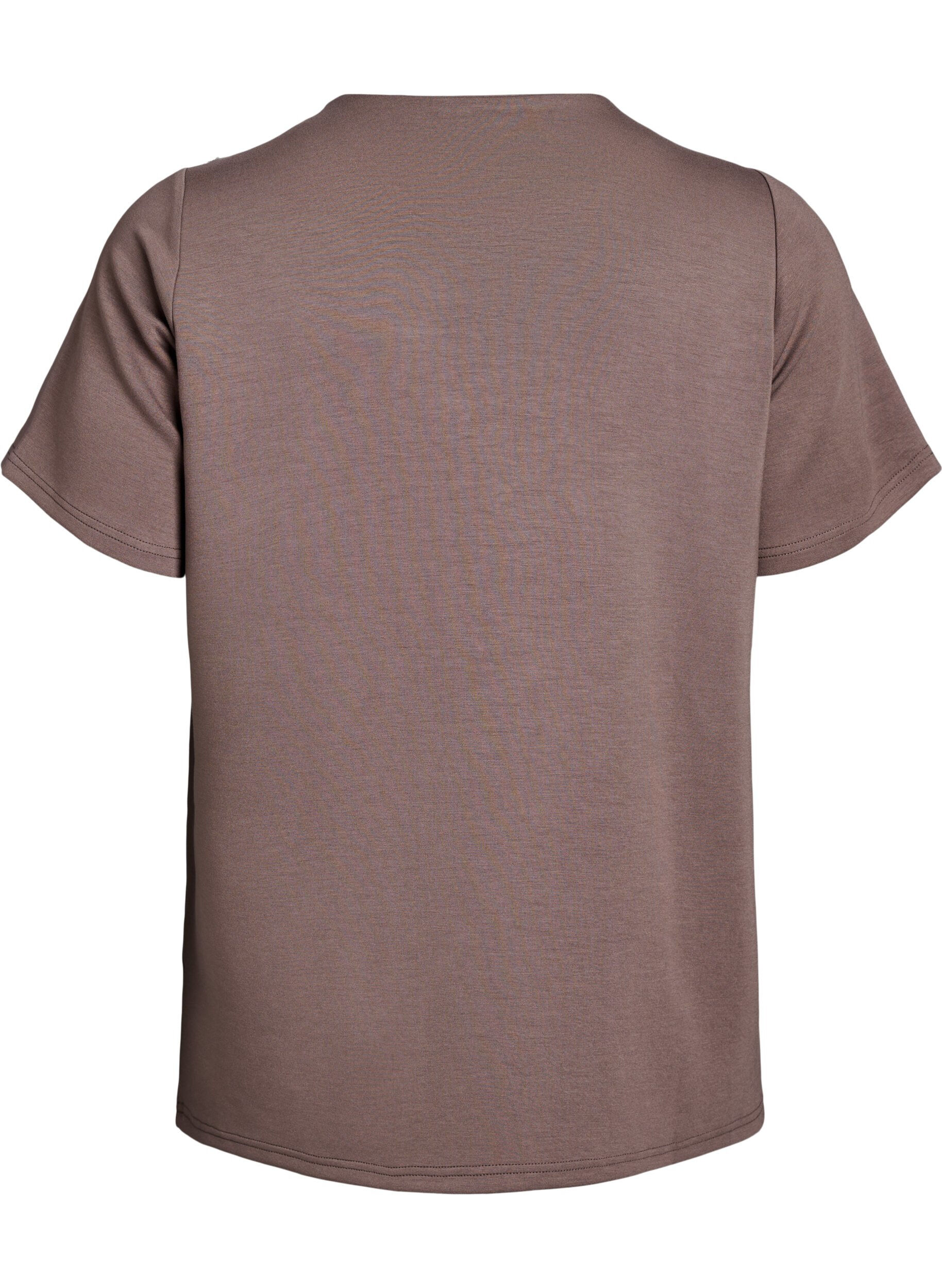 Zizzi Kortermet bluse med knappestolpe, Brun, Packshot image number 1