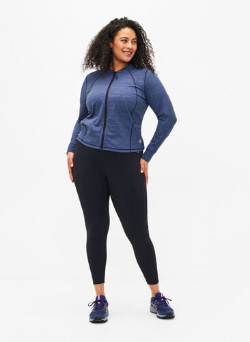 Zizzi Avkortet treningstights med lomme, Svart, Model image number 1