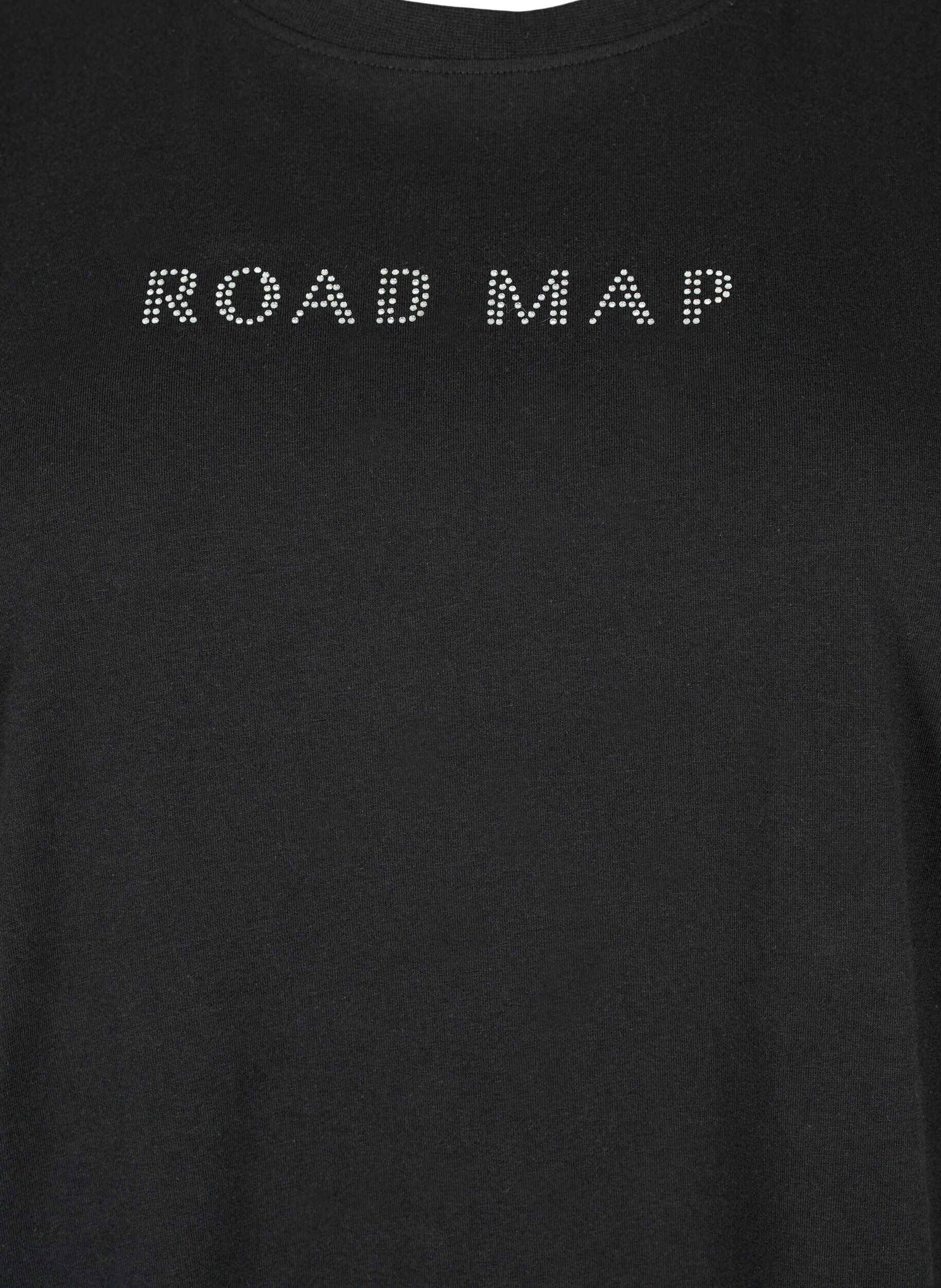 Zizzi T-skjorte i &oslash;kologisk bomull med similisteiner, Black, Packshot image number 2