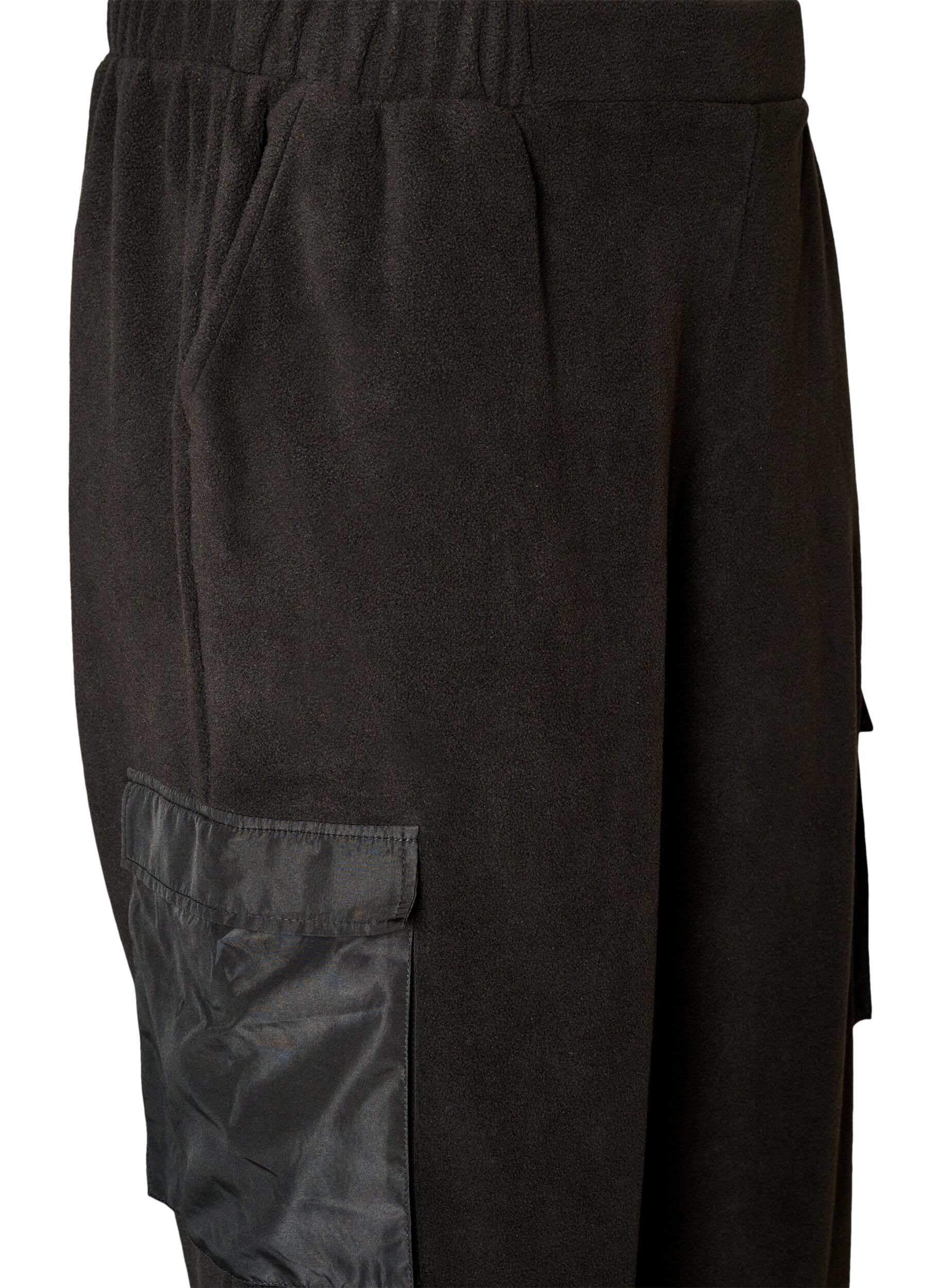 ZizziFleecebukser med cargolommer, Svart, Packshot image number 2