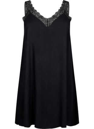 Zizzi Stroppkjole i viskose med blonder, Black, Packshot image number 0