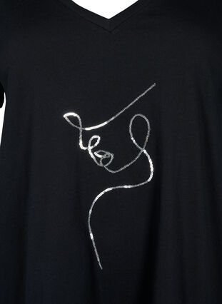 T-skjorte i bomull med paljetter, Black W. Face, Packshot image number 2