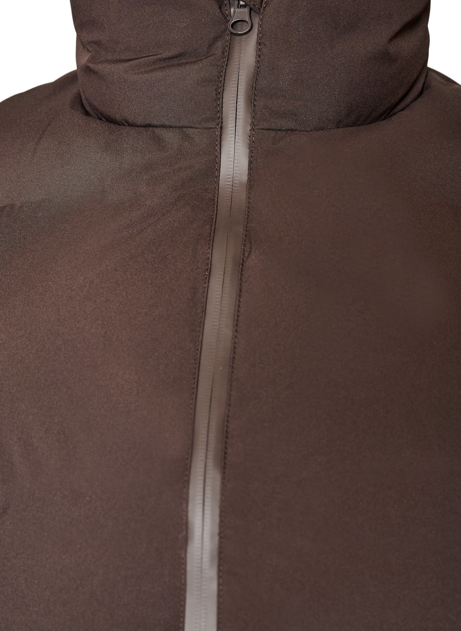 ZizziKort puffvest med h&oslash;y krage, Brun, Packshot image number 2