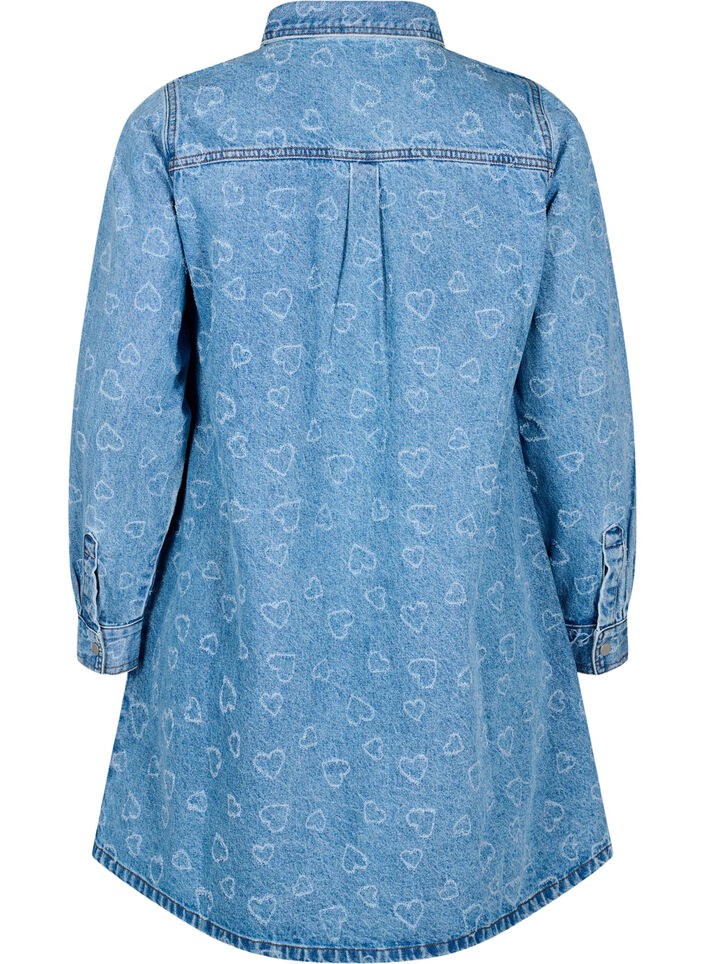Denimkjole med hjerte mønster, Blue Denim Heart, Packshot