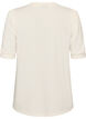 Bluse med knappedetaljer og korte puffermer, Beige, Packshot image number 1