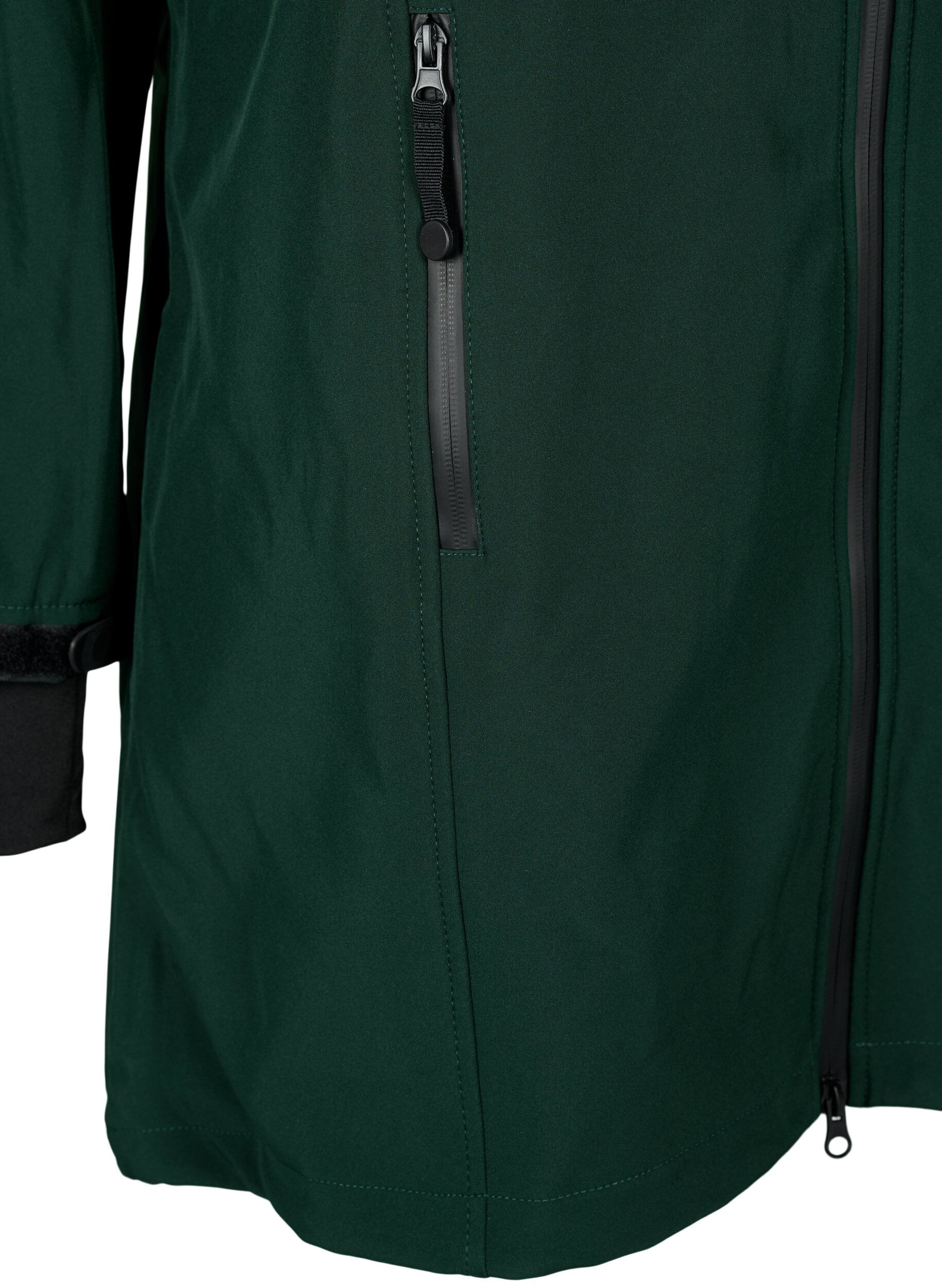 ZizziSoftshelljakke med avtagbar hette, Gr&oslash;nn, Packshot image number 3