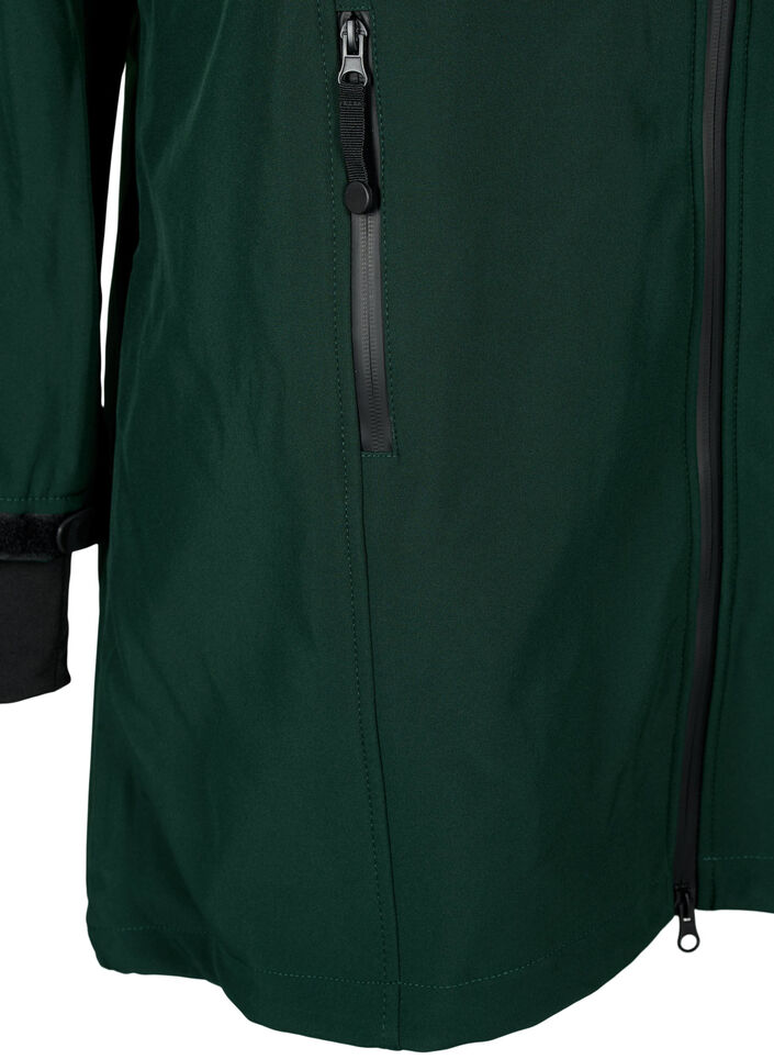 Softshelljakke med avtagbar hette, Gr&oslash;nn, Packshot image number 3