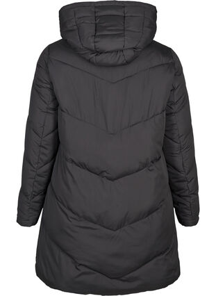 Lang, vendbar jakke med hette, Black COMB, Packshot image number 1